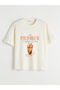 Crew Neck Printed Oversized Women's T-Shirt (S6) - 4