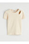 Ecru Crew Neck Girls' T-Shirt from Güli̇s Gi̇yi̇m