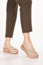 Genuine Leather Women's Comfortable Daily Sandals Elnr.564 Beige - 7