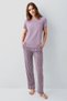 Modal Cotton Piece Short Sleeve Women's Pajama Set Wide Size Option Lilac