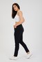 Women's Black Italian Star D Patterned Sequined Elastic Waist Lace-Up L Stretch Fabric Pants 40 - 46 Size - 5