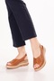 Genuine Leather Women's Comfortable Daily Sandals Elnr.564 Tan