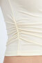 Kayık Yaka Yanı Ruched T-Shirt P0653 - 3