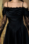 Satin Collar Lace Detailed Midi Dress - Black - 3