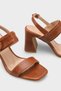 Women's Double Strap Gold Buckled Heeled Casual Shoes Sandals Ravello Tan - 6