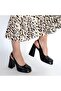 Zuda Black Patent Leather Platform Heel Shoes - 4