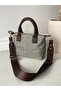 Brown-Grey Straw Women's Mini Letter Model Handbag and Shoulder Bag - 3
