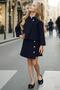 Girl's Turtleneck Single Button Jacket Asymmetrical Cut Gold Button Detail Navy Blue Chanel Skirt Suit - 3