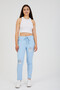 Women's Light Blue Italian Star D Patterned Sequined B Drawstring Waist L Stretch Fabric Trousers Size 40 - 46