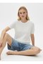 Women's Crew Neck Knit Detail Basic Knitwear Sweater 12464
