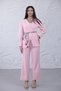 Women's Pink Blazer Jacket Pants Set with Belt Detail Stylish Suit