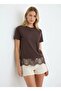 Women's Crew Neck Lace Detail Viscose Combed Cotton Blouse 13008