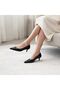 Genuine Leather 4 cm Heeled Pointed Toe Women's Stiletto - 4