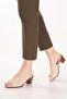 Women's Genuine Leather Heels Slipper Vdt.222 Beige - 8