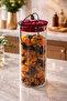 1000 ml Borosilicate Glass Airtight Jar with Red Fabric Cover and Bamboo Lids, Diameter: 8 Cm, Height: 25 cm - 3
