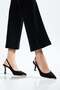 Women's Stiletto Heel U Stiletto Black Satin Toe Accessories with Stones - 4