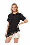 Women's Crew Neck Lace Detail Combed Cotton Blouse 26007