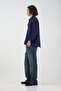 Textured Dark Blue Muslin Shirt - 2