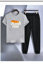 Wekeend Printed Sweatpants and T-Shirt - Jogger Pants T-Shirt Bottom Top Sweatpants Set Crew Neck