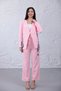 Women's Pink Blazer Jacket Pants Set with Belt Detail Stylish Suit - 8