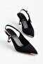 Women's Stiletto Heel U Stiletto Black Satin Toe Accessories with Stones - 3