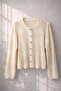 Spring Perforated Cardigan Women's Cream