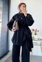 Premium Design Side Bag Ruffled Double Set - Black - 4