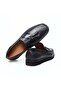 Black Color Laceless Genuine Leather Men's Shoes - 2