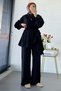 Premium Design Side Bag Ruffled Double Set - Black - 7