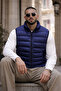 Men's Winter Lined Basic Navy Blue Puffer Vest - 4