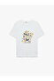 Short Sleeve Crew Neck Varak Printed Floral T-Shirt - 3