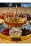 Mirrored Round Tray with Gold Color Metal Frame - Ø20Cm + 3 Glass Display Stands with Legs - 4