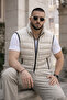 Men's Winter Lined Basic Cream Puffer Vest - 4
