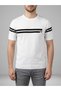 Men's White Striped Crew Neck Slim Fit T-Shirt - 5