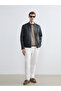 Beige Standard Fit Stand Collar Men's Leather Look Coat - 3