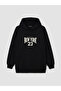Black Hooded New York Printed Women's Sweatshirt Tunic