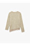 Crew Neck Long Sleeve Asymmetrical Cut Lace Detailed T-Shirt - 3