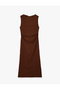 Crinkle Sleeveless Mock Neck Midi Bodycon Dress - 4