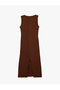 Crinkle Sleeveless Mock Neck Midi Bodycon Dress - 5