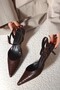 Palm Pointed Toe Short Kitten Heel Women's Shoes - 2