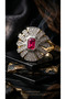 Brass Women's Ring Vip Zircon Stone Pink Stone Adjustable Vintage Women's Ring - 4