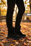 Black Suede Women's Heeled Boots with Fur Inside - 3