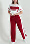 Women's Modal Fabric Crew Neck Relaxed Fit Interlaced Sweatpants Set - 4