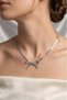 Silver Color Bow Detail Chain Necklace – Elegant Women's Necklace Model