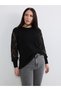 Black Crew Neck Lace Detailed Women's Knitwear Sweater - 2