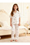 Girls White Bow Print Lace Trim Shirt and Pyjama Set - 7