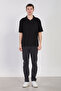 Men's Half-Patch Polo Collar T-Shirt - Black - 3