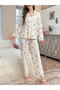 Cream Floral Print Shirt and Pyjama Set - 3