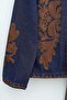 Denim Jacket with Embroidered Front and Sleeves - Navy Blue - 7