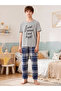Boys Grey T-Shirt and Checked Pyjama Set - 6
